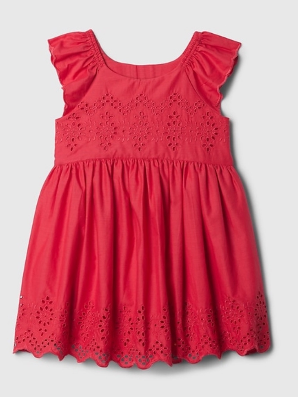 Red Eyelet Flutter Dress with Bloomer Set